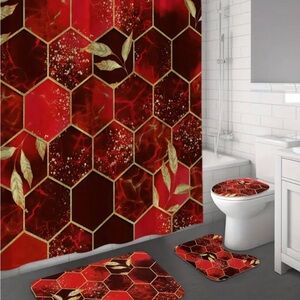 Elegant Red Marble shower curtain set